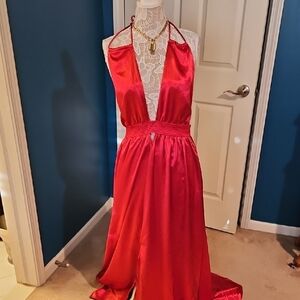 Free People Elegant Red Halter Dress